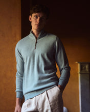 Load image into Gallery viewer, N.Peal Men's Carnaby Half Zip Cashmere Jumper Oasis Green