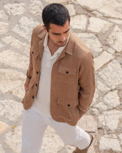 Load image into Gallery viewer, N.Peal Men's Safari Linen Jacket Tan Brown