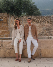 Load image into Gallery viewer, N.Peal Men's Safari Linen Jacket Tan Brown