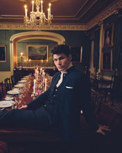 Load image into Gallery viewer, N.Peal Men's Houndstooth Milano Cashmere Jacket Navy Blue