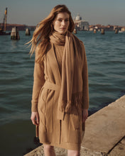 Load image into Gallery viewer, N.Peal Women's Long Cable Cashmere Cardigan Sahara Brown