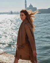 Load image into Gallery viewer, N.Peal Women's Long Cable Cashmere Cardigan Sahara Brown