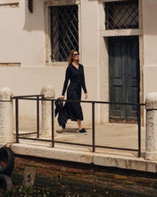 Load image into Gallery viewer, N.Peal Women's Geometric Jacquard Dress Navy