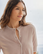 Load image into Gallery viewer, N.Peal Women's Cotton Cashmere Short Sleeve Cardigan Dune Pink