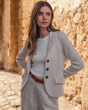 Load image into Gallery viewer, N.Peal Women's Wool Cashmere Utility Blazer Ecru White