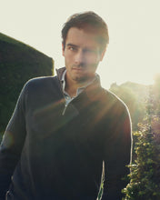 Load image into Gallery viewer, N.Peal Men's Carnaby Half Zip Cashmere Jumper Indigo Blue