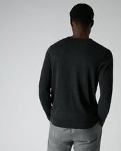 Load image into Gallery viewer, N.Peal Men's Conduit Fine Gauge Cashmere V Neck Jumper Dark Charcoal Grey