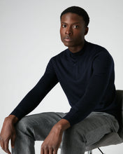 Load image into Gallery viewer, N.Peal Men's Conduit Fine Gauge Cashmere V Neck Jumper Navy Blue