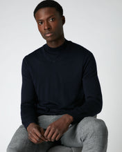 Load image into Gallery viewer, N.Peal Men's Conduit Fine Gauge Cashmere V Neck Jumper Navy Blue