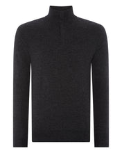 Load image into Gallery viewer, N.Peal Men's The Regent Fine Gauge Cashmere Half Zip Jumper Dark Charcoal Grey