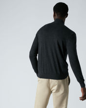 Load image into Gallery viewer, N.Peal Men's The Regent Fine Gauge Cashmere Half Zip Jumper Dark Charcoal Grey