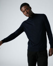 Load image into Gallery viewer, N.Peal Men's Regent Fine Gauge Cashmere Half Zip Jumper Navy Blue