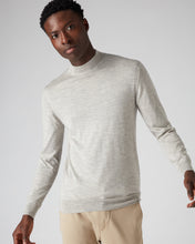 Load image into Gallery viewer, N.Peal Men's Fine Gauge Cashmere Mock Turtle Neck Jumper Fumo Grey