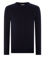 Load image into Gallery viewer, N.Peal Men's Covent Fine Gauge Cashmere Round Neck Jumper Navy Blue