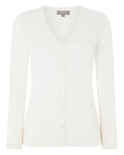 Load image into Gallery viewer, N.Peal Women's Mia Superfine Cashmere V Neck Cardigan New Ivory White