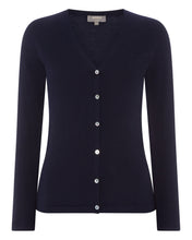Load image into Gallery viewer, N.Peal Women's Mia Superfine Cashmere V Neck Cardigan Navy Blue