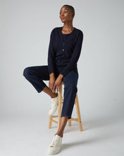 Load image into Gallery viewer, N.Peal Women's Mia Superfine Cashmere V Neck Cardigan Navy Blue