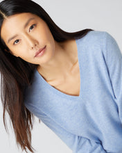 Load image into Gallery viewer, N.Peal Women's Phoebe V Neck Cashmere Jumper Cornflower Blue