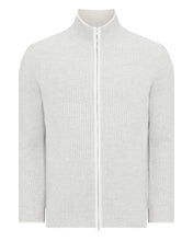 Load image into Gallery viewer, N.Peal Men's Ribbed Zip Through Cashmere Cardigan Fumo Grey