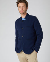 Load image into Gallery viewer, N.Peal Men's Houndstooth Milano Cashmere Jacket Navy Blue