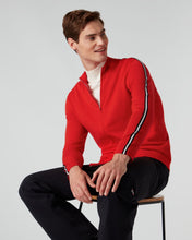 Load image into Gallery viewer, N.Peal Men's Stripe Full Zip Jumper Red