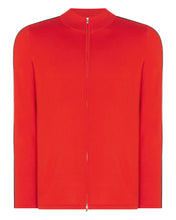 Load image into Gallery viewer, N.Peal Men's Stripe Full Zip Jumper Red