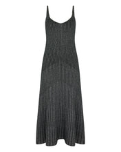 Load image into Gallery viewer, N.Peal Women's Plated Lurex Rib Cashmere Dress Silver Grey Sparkle