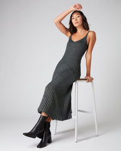 Load image into Gallery viewer, N.Peal Women's Plated Lurex Rib Cashmere Dress Silver Grey Sparkle