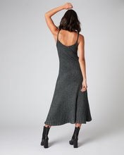 Load image into Gallery viewer, N.Peal Women's Plated Lurex Rib Cashmere Dress Silver Grey Sparkle