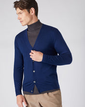 Load image into Gallery viewer, N.Peal Men's Fine Gauge Cashmere Cardigan French Blue