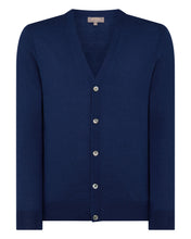 Load image into Gallery viewer, N.Peal Men's Fine Gauge Cashmere Cardigan French Blue