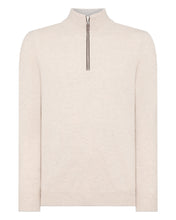 Load image into Gallery viewer, N.Peal Men's The Carnaby Half Zip Cashmere Jumper Heather Beige Brown