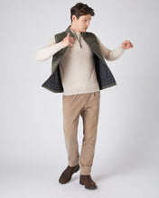 Load image into Gallery viewer, N.Peal Men's The Carnaby Half Zip Cashmere Jumper Heather Beige Brown