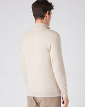 Load image into Gallery viewer, N.Peal Men's The Carnaby Half Zip Cashmere Jumper Heather Beige Brown