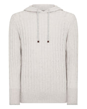 Load image into Gallery viewer, N.Peal Men's Cable Cashmere Hoodie Pebble Grey