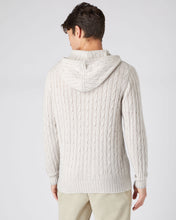 Load image into Gallery viewer, N.Peal Men's Cable Cashmere Hoodie Pebble Grey