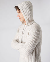 Load image into Gallery viewer, N.Peal Men's Cable Cashmere Hoodie Pebble Grey