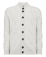 Load image into Gallery viewer, N.Peal Men's Cable Button Cashmere Cardigan Pebble Grey