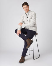 Load image into Gallery viewer, N.Peal Men's Cable Button Cashmere Cardigan Pebble Grey