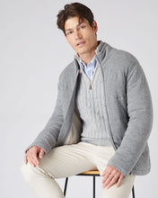 Load image into Gallery viewer, N.Peal Men's Rib Padded Cashmere Jacket Flannel Grey