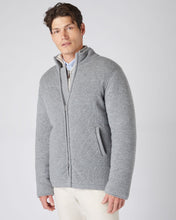Load image into Gallery viewer, N.Peal Men's Rib Padded Cashmere Jacket Flannel Grey