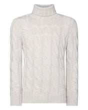 Load image into Gallery viewer, N.Peal Men's Chunky Cable Cashmere Jumper Pebble Grey