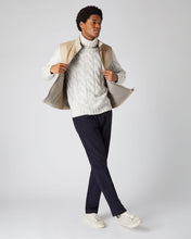 Load image into Gallery viewer, N.Peal Men's Chunky Cable Cashmere Jumper Pebble Grey