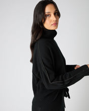 Load image into Gallery viewer, N.Peal Women's Metal Trim Cashmere Jumper Black