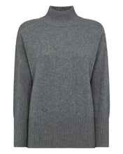 Load image into Gallery viewer, N.Peal Women's Metal Trim Curved Hem Cashmere Jumper Elephant Grey
