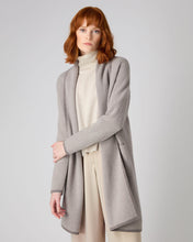 Load image into Gallery viewer, N.Peal Women's Herringbone Long Cashmere Cardigan Taupe Brown