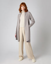 Load image into Gallery viewer, N.Peal Women's Herringbone Long Cashmere Cardigan Taupe Brown