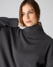 Load image into Gallery viewer, N.Peal Women's Mock Neck Long Cashmere Jumper Flint Grey