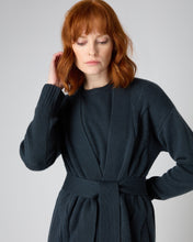 Load image into Gallery viewer, N.Peal Women's Long Cable Cashmere Cardigan Grigio Blue