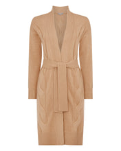 Load image into Gallery viewer, N.Peal Women's Long Cable Cashmere Cardigan Sahara Brown